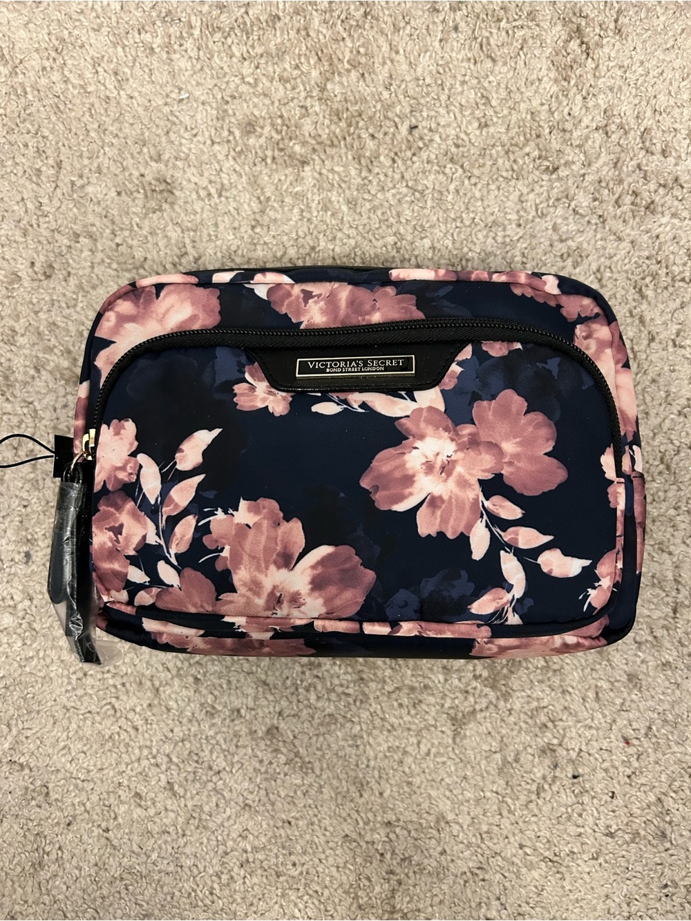 Victoria's Secret Night Bloom Floral Cosmetic Case with Pink Blooms